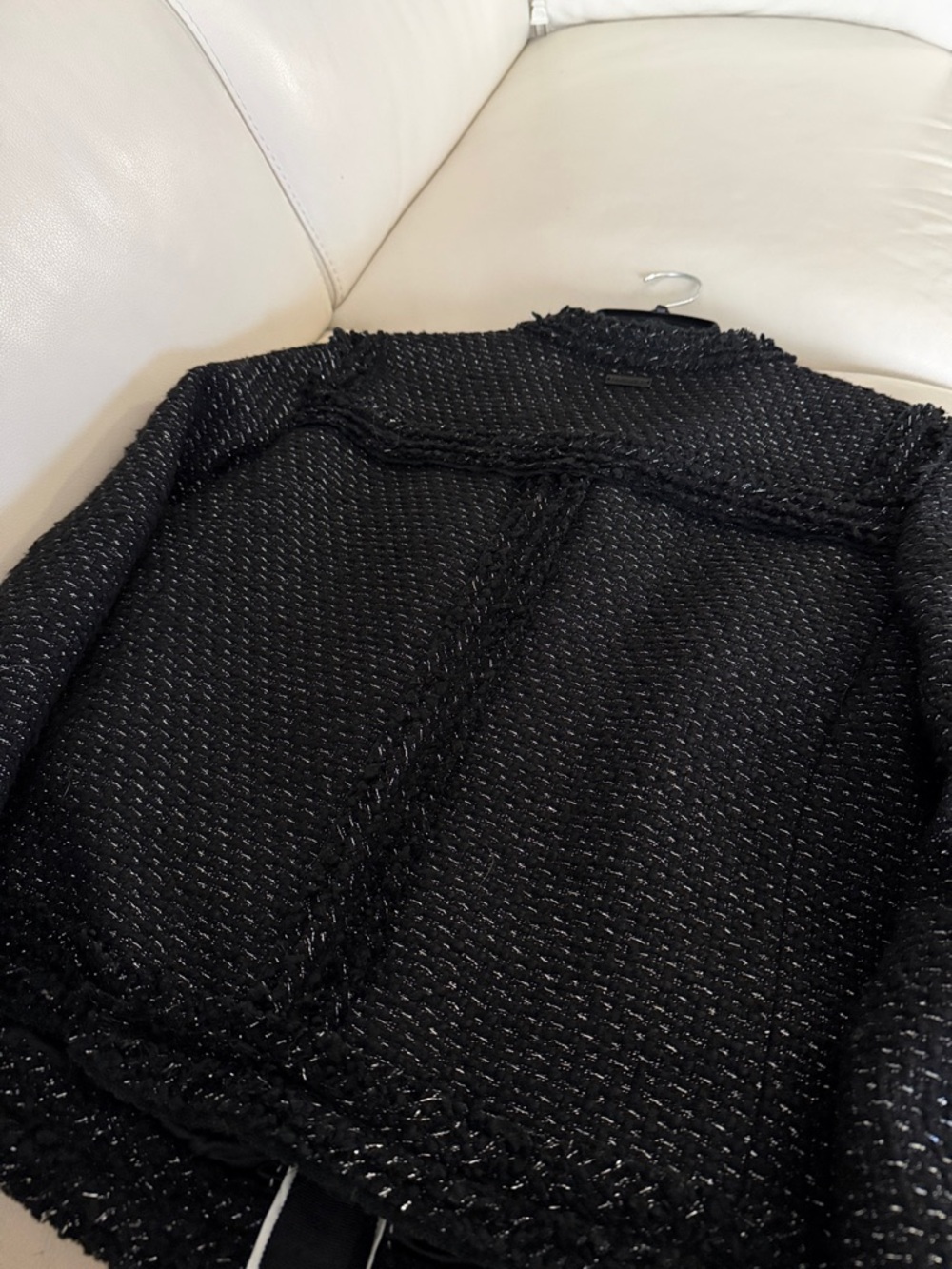 Pink Tartan Black Bouclé Tweed-Style Blazer with Silver Chain Trim. Chanel esque - Picture 8 of 10